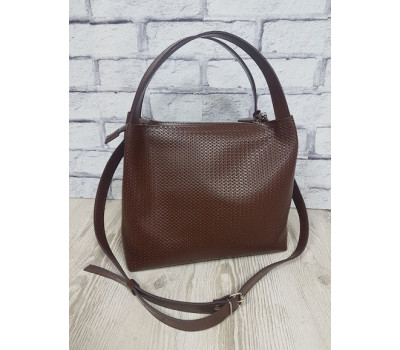 Сумка жіноча "Жаклін-плюс" натуральна шкіра, коньячна плетінка