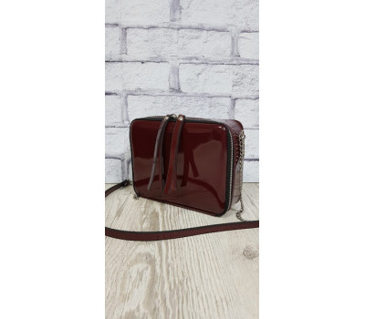 Сумка жіноча "КВАДРО" натуральна шкіра, бургунди глянець