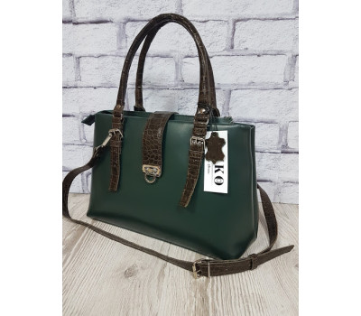 Сумка жіноча "Хлоя" натуральна шкіра, темно-зелена матова
