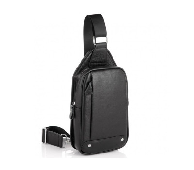 Чоловічий чорний шкіряний слінг на плече Tiding Bag A25F-FL-0219A