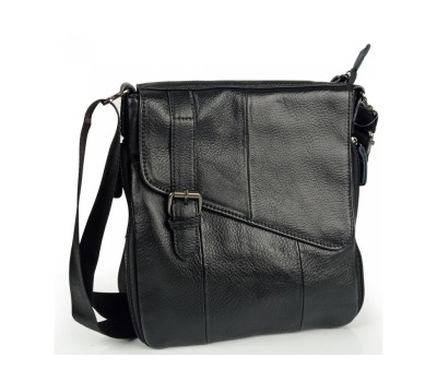 Сумка чоловіча шкіряна чорна Tiding Bag M35-1036A