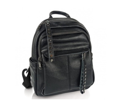 Жіночий чорний шкіряний рюкзак міського типу NWBP27-6660A-BP