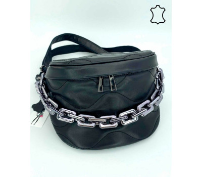 Шкіряна сумка «Pegy» чорна WeLassie