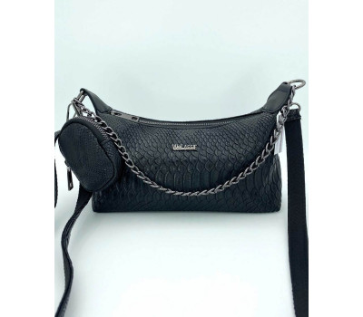 Жіноча сумка «Лойс» чорна рептилія WeLassie