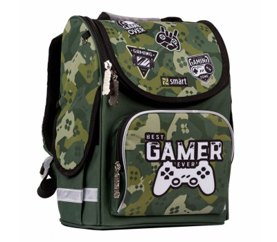 Рюкзак шкільний каркасний SMART PG-11 "Best Gamer", зелений
