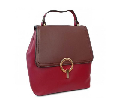 Рюкзак двоколірний червоно-коричневий Olivia Leather F-S-Y01-7002R