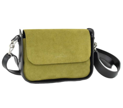 696 сумка замш чорна оливка Lucherino