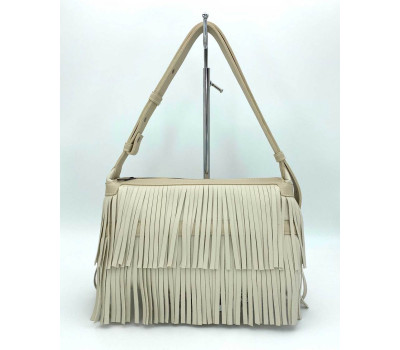 Женская сумка «Догги» бежевая с бахрамой WeLassie