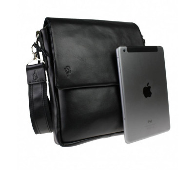 Сумка чоловіча шкіряна на плече SULLIVAN smvp33(42) чорна гладка шкіра