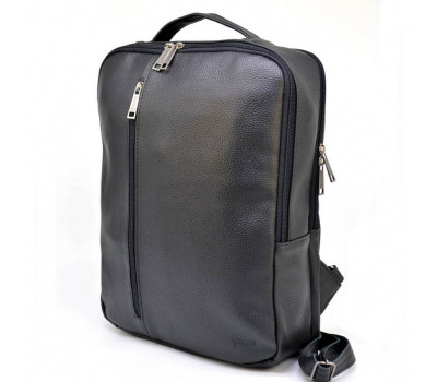 Шкіряний чоловічий рюкзак чорний TARWA FA-7287-3md на два відділи