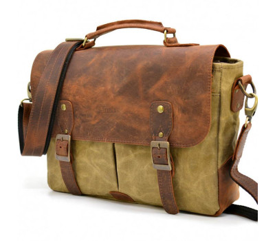 Мужская сумка-портфель водостойкий канвас и кожа RYc-3960-3md TARWA