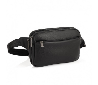 Сумка бананка из кожи флотар с черными молниями FA-0741-3md TARWA