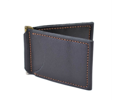 Шкіряний затискач для грошей ручної роботи чорний GA-RB-hold TARWA