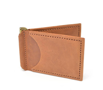 Шкіряний затискач для грошей ручної роботи світло-коричневий RB-RB-hold TARWA