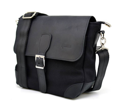 Сумка-месенджер через плече мікс тканини канваc та шкіри RAc-1309-3md TARWA
