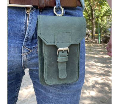 Шкіряна сумка-чохол на пояс хаккі TARWA RE-2090-3md