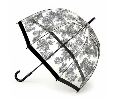 Парасолька-тростина жіноча Fulton Birdcage-2 L042 Black Rose (Чорна троянда)