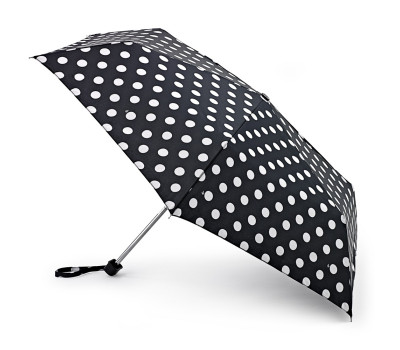 Парасолька жіноча Fulton Miniflat-2 L340 White Spot (Білий горох)