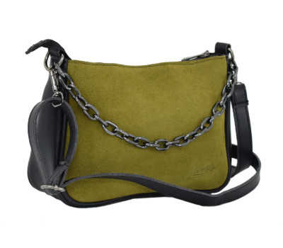 698 сумка замш чорна оливка Lucherino