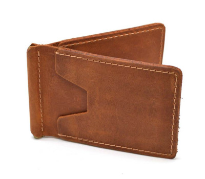 Шкіряний затиск для грошей ручної роботи світло-коричневий RB-hold-001 TARWA