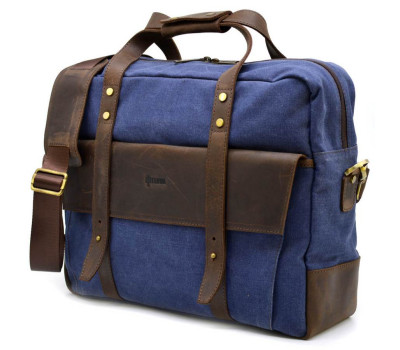 Сумка для ноутбука 15" синяя RK-3942-4lx TARWA из текстиля и кожи