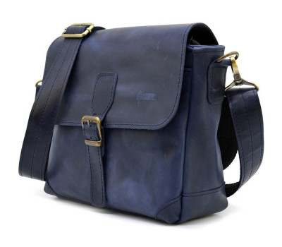 Сумка-мессенджер через плечо кожаная синяя RK-1309-3md TARWA