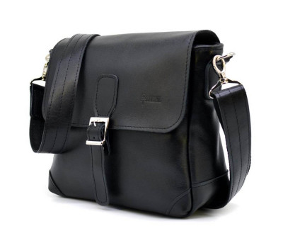 Сумка-мессенджер через плечо черная гладкая кожа наппа GA-1309-3md TARWA