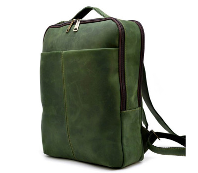 Зелений шкіряний рюкзак унісекс TARWA RE-7280-3md