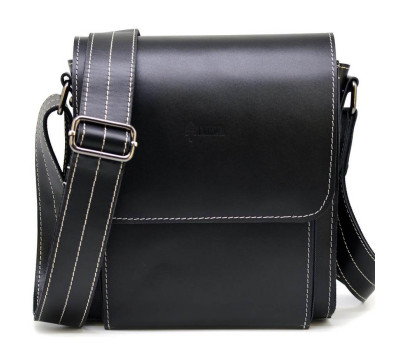 Черная сумка через плечо мужская ZAw-3027-3md от TARWA белая нитка