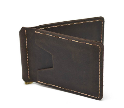 Зажим для грошей шкіряний темно-коричневий RC-hold-001 TARWA