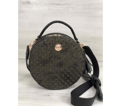 Стильна жіноча сумка Бріджит чорного кольору зі вставкою золото WeLassie