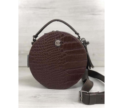 Стильна жіноча сумка Бріджит коричневого кольору зі вставкою коричневий крокодил WeLassie