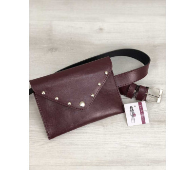 Жіноча сумка на пояс бордо кольори WeLassie