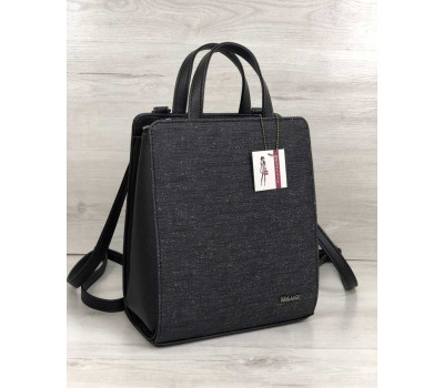 Молодіжний каркасний сумка-рюкзак чорного кольору зі вставкою блиск WeLassie