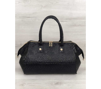 Класична жіноча сумка Олівія чорна рептилія WeLassie