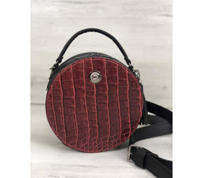 Стильна жіноча сумка Бріджит чорного кольору зі вставкою червоний крокодил WeLassie