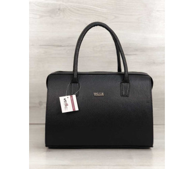 Каркасная женская сумка Саквояж черный матовый (никель) WeLassie