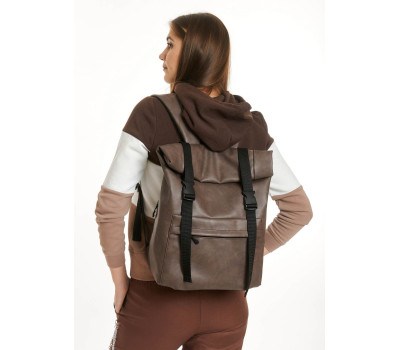 Жіночий рюкзак ролл Sambag RollTop Milton коричневий нубук