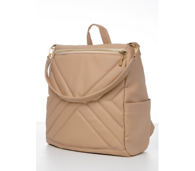 Жіночий рюкзак-сумка Sambag Trinity строчений бежевий