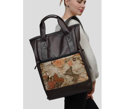 Жіноча сумка-рюкзак  Sambag Shopper темно-коричневий нубук