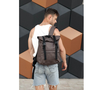 Чоловічий рюкзак  ролл Sambag RollTop Milton коричневий нубук