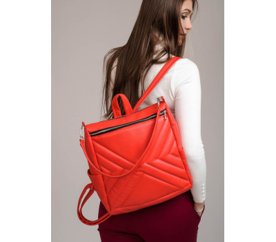 Жіночий рюкзак-сумка Sambag Trinity строчений червоний