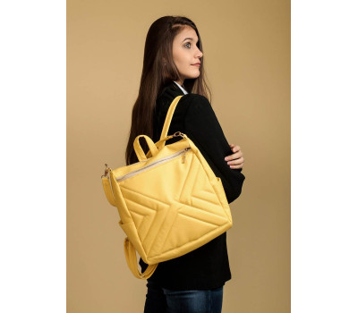 Жіночий рюкзак-сумка Sambag Trinity строчений жовтий