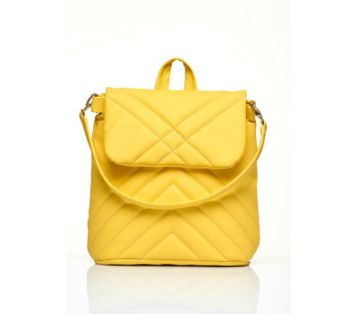 Жіночий рюкзак-сумка Sambag Loft строчений жовтий