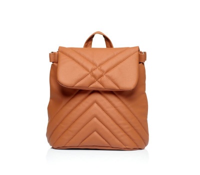 Жіночий рюкзак-сумка Sambag Loft строчений коричневий