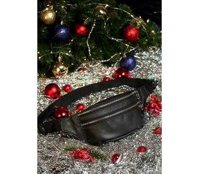 Поясная сумка бананка кожаная Sambag Tirso  BTS черный