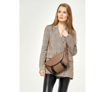 Женская сумка бананка через плечо  Sambag Tirso Zard коричневый нубук