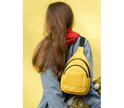 Женская сумка слинг через плечо  Sambag Brooklyn  желтая