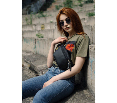 Жіноча сумка на пояс бананка Sambag Tirso  MTH Чорна з поясом