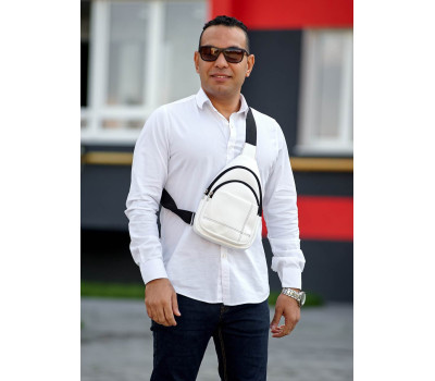 Чоловіча сумка слінг через плече Sambag Brooklyn біла